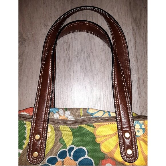 Fossil Coloful Floral Print Purse Handbag Shoulder Bag Key Charm Distressed Boho - Picture 4 of 11